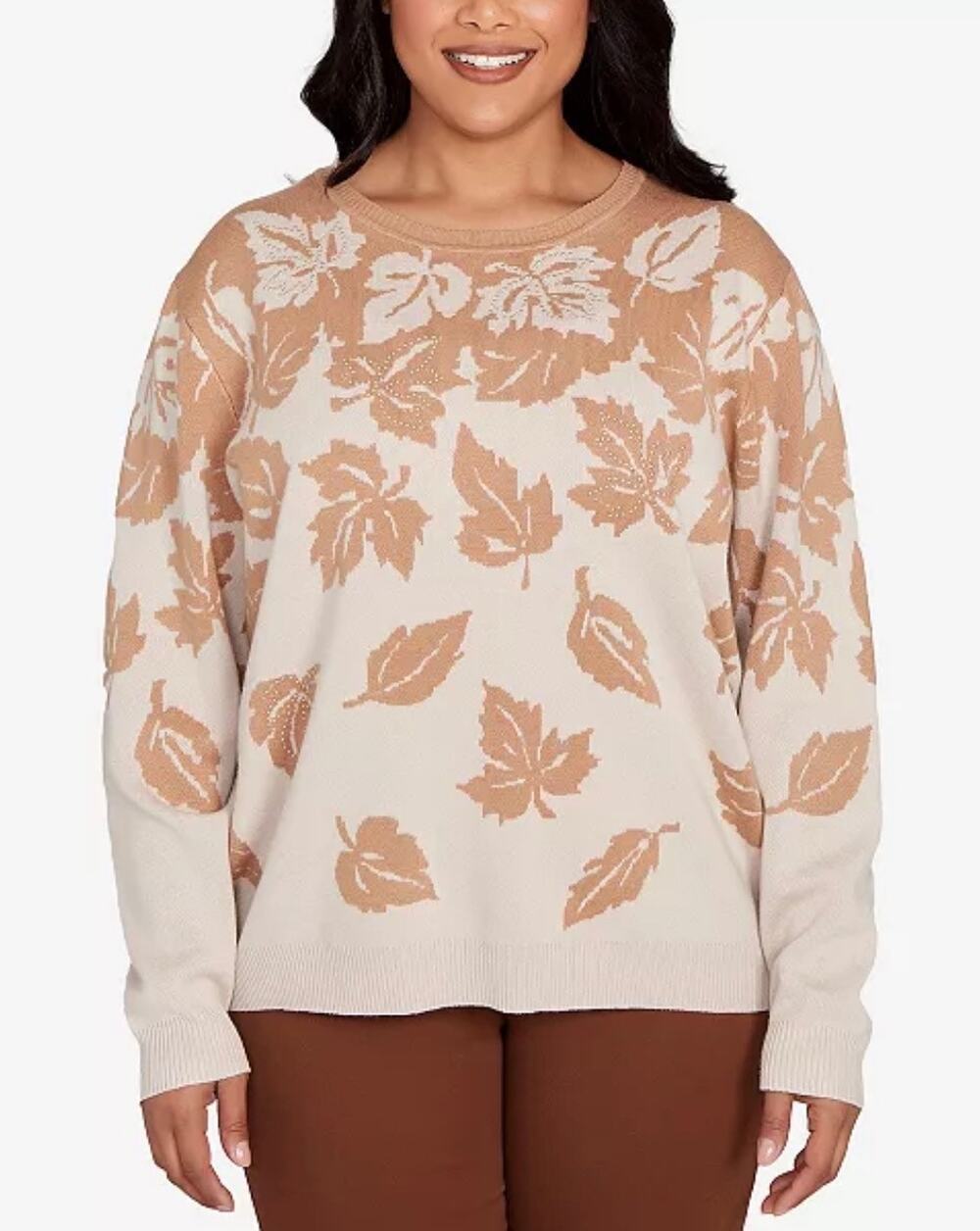 Alfred Dunner Petites Mount Laurel Falling Leaf Long Sleeve Sweater NWT (PL)